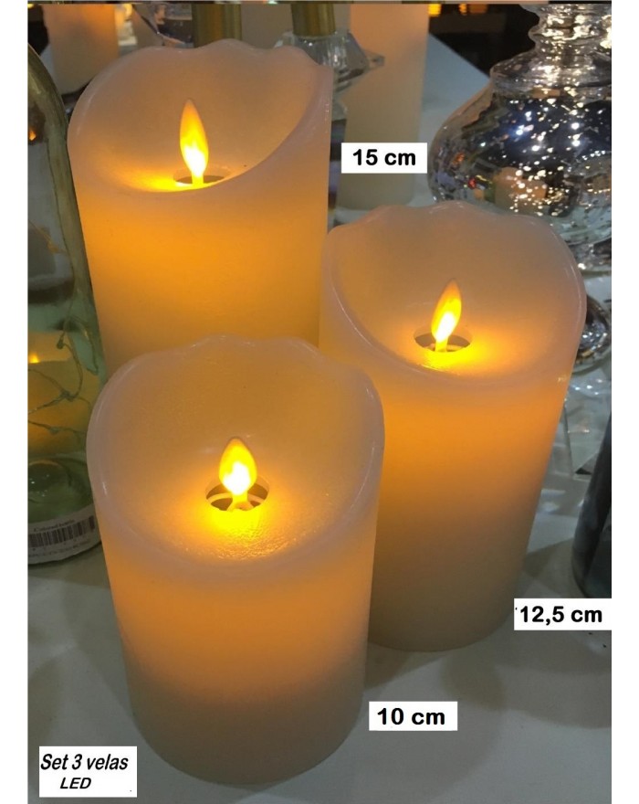 Set 3 velas de 15cm 12.5cm...
